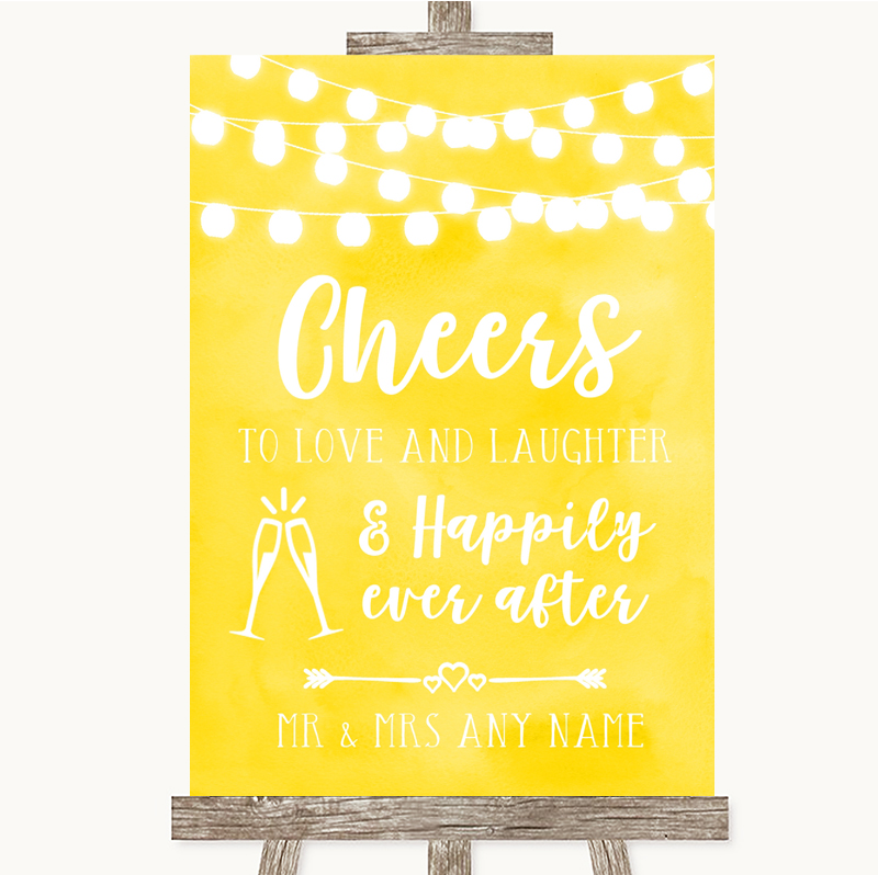 Wedding Sign Poster Print Purple Watercolour Lights Cheers To Love 
