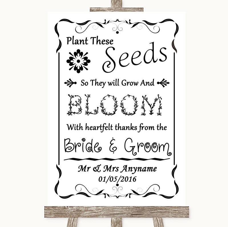 Wedding Sign Poster Print Sandy Beach Plant Seeds Favours 