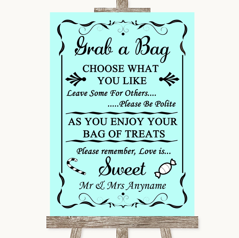 Aqua Love Is Sweet Take A Treat Candy Buffet Personalised Wedding Sign 