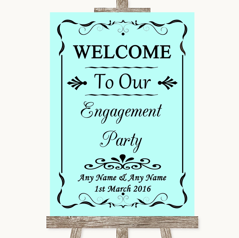 Wedding Sign Poster Print Aqua Welcome To Our Wedding 