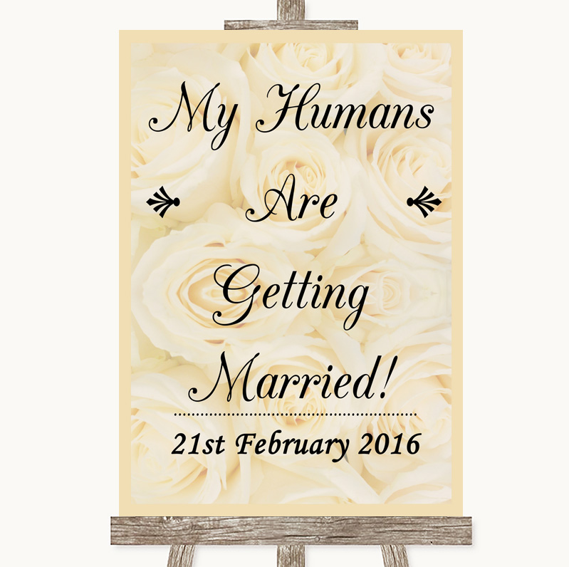 Grey Burlap & Lace My Humans Are Getting Married Personalised Wedding Sign 