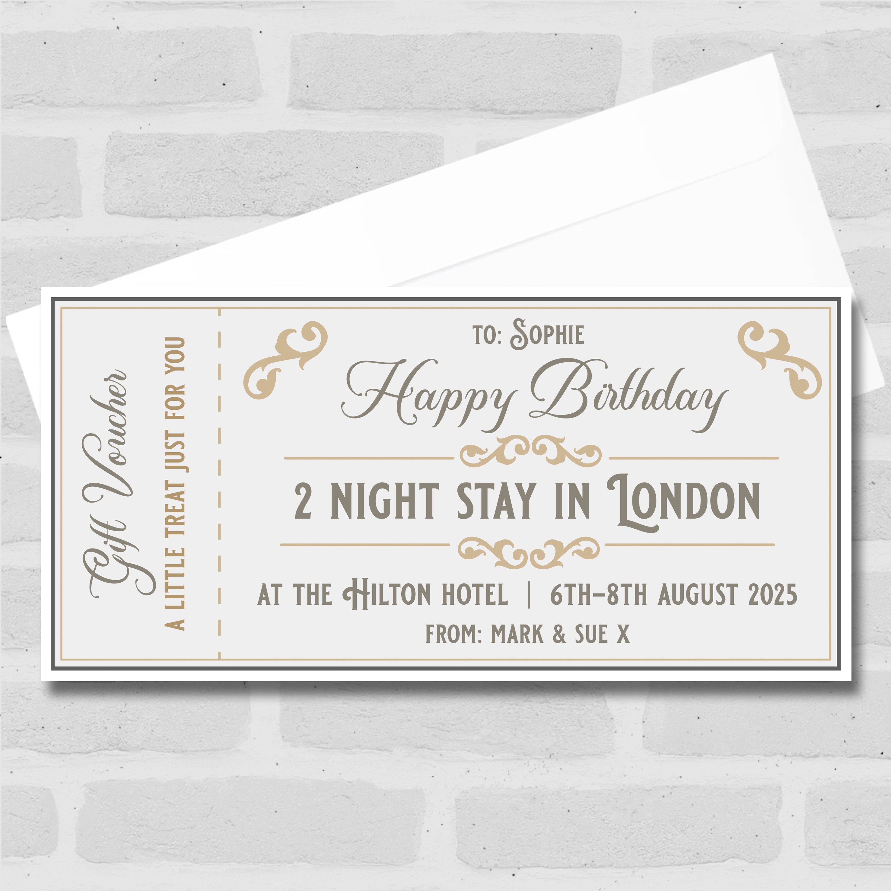 Happy Birthday Gold Elegant Any Event Personalised Surprise Ticket Gift Voucher - Gift Vouchers & Tickets - Any Occasion, Birthday, Surprise