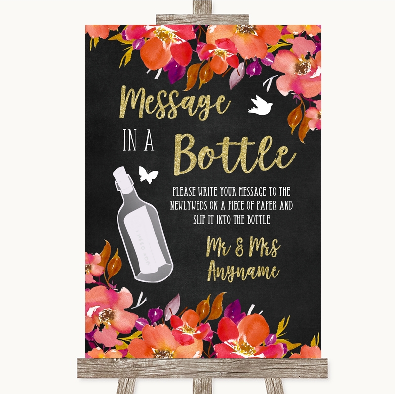 Lilac Message In A Bottle Personalised Wedding Sign Poster 
