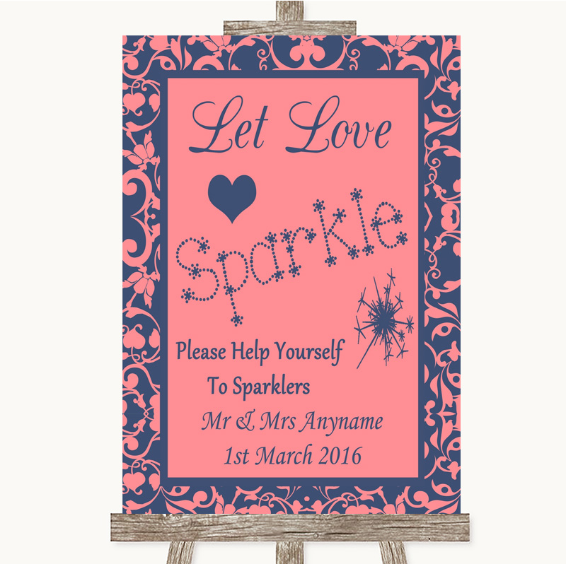 Shabby Chic Let Love Sparkle Sparklers Personalised Wedding Sign Poster 