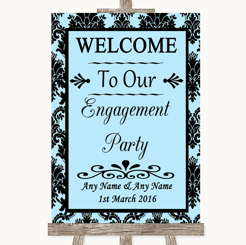 Poster Blue Welcome To Our Engagement Party Personalised Wedding Sign