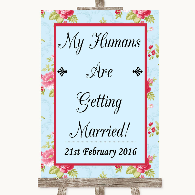 Pink Shabby Chic My Humans Are Getting Married Personalised Wedding Sign 