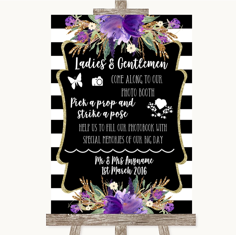 Black And White Prop Photobooth Personalised Wedding Sign Poster 