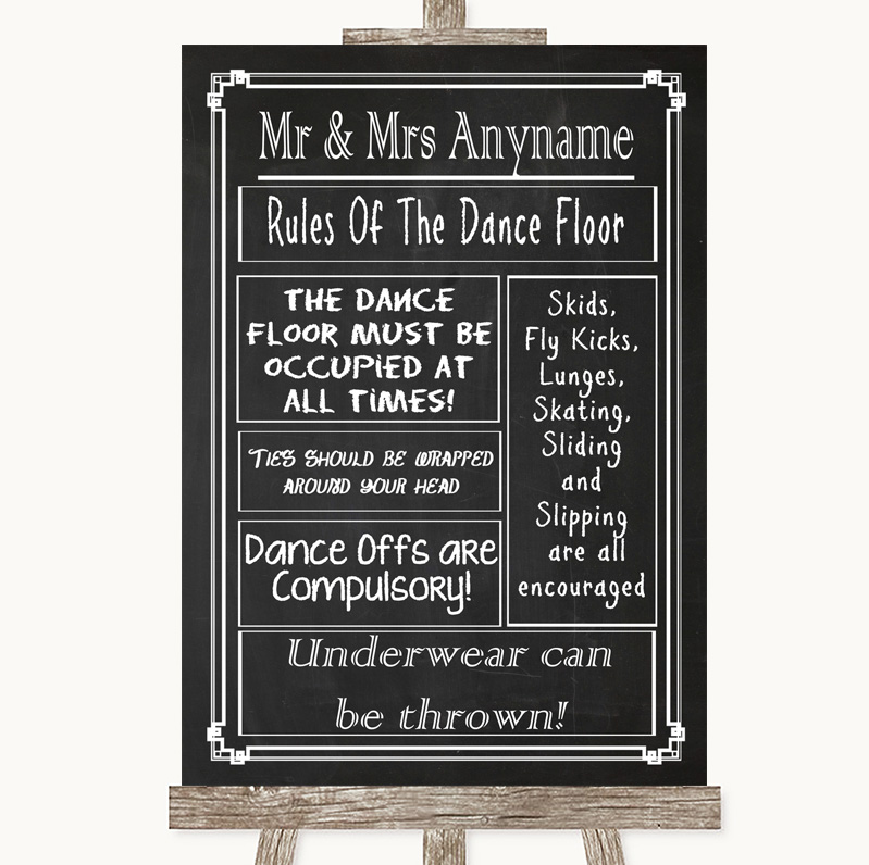 Details about   Black & White Lights Chalkboard Effect Rules Of The Dance Floor Wedding Sign