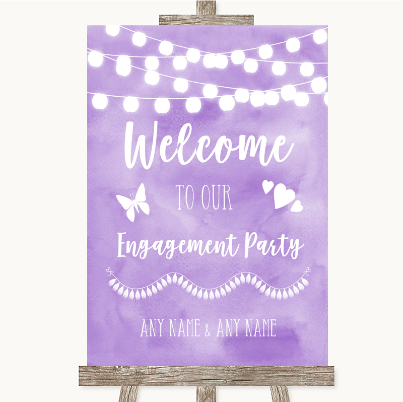 Burlap & Lace Lilac Purple Welcome To Our Engagement Party Wedding Sign Print 