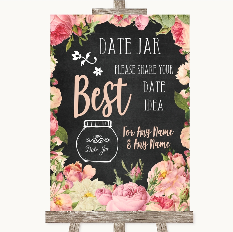 Wedding Sign Poster Print Black & White Date Jar Guestbook 