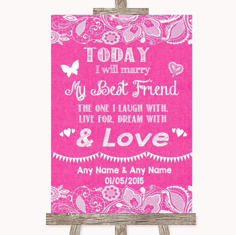 Bright Chalkboard Style Today I Marry My Best Friend Personalised Wedding Sign