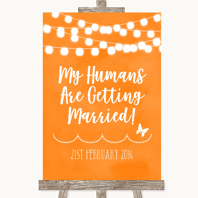 Grey Watercolour Lights My Humans Are Getting Married Personalised Wedding Sign